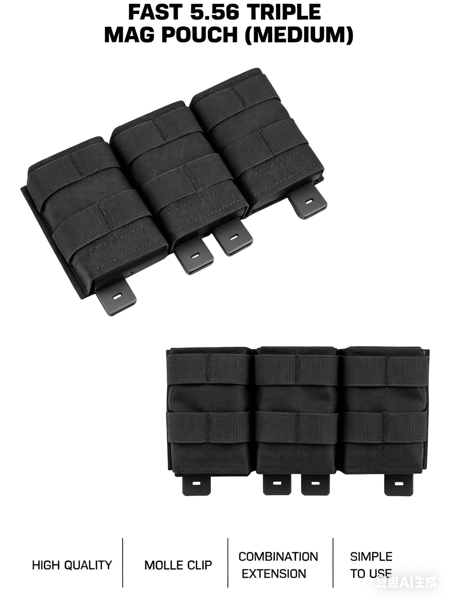 

FAST 5.56 Triple Mag Pouch | Quick Release MOLLE Compatible Magazine Holder | For Hunting Storage Magazine