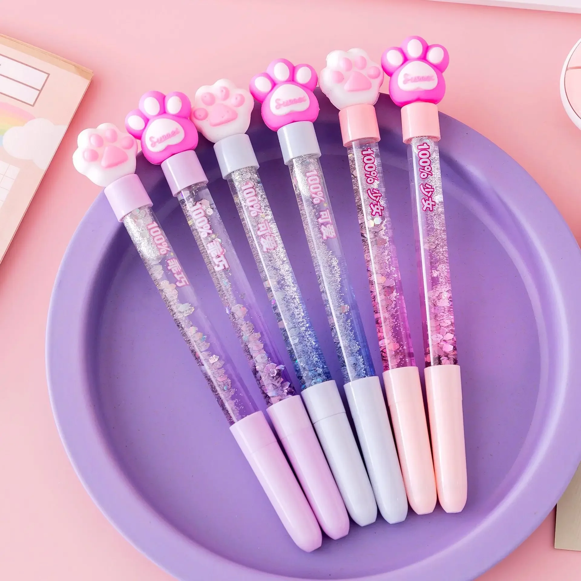 

Kawaii Cartoon Liquid Quicksand Gel Neutral Pen Sequins Decorate Signature School Office Supply Stationery Gift