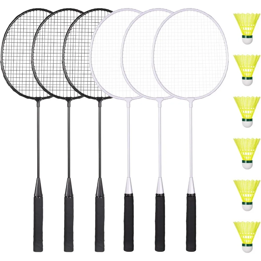 

Badminton Rackets Set with 6 Shuttlecocks, Lightweight Badminton Set of 6 for Outdoor Backyard Games, Racquets with Durability