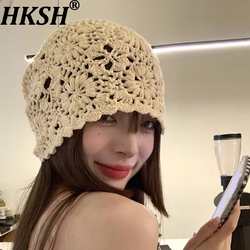 

HKSH весна осень новая женская шапка-бини в японском стиле сплошной цвет винтажная художественная дорожная повседневная вязаная шапка HK12164