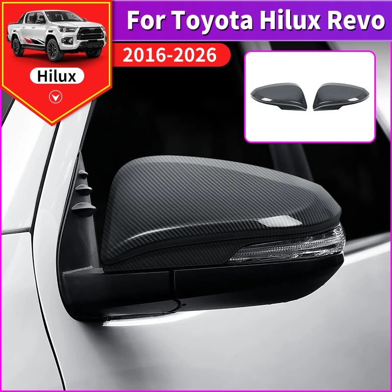

For Toyota Hilux Revo Pickup Truck 2026-2016 Rearview Mirror Cover Cap Trim ABS 2pcs Exterior Decoration Protection Accessories