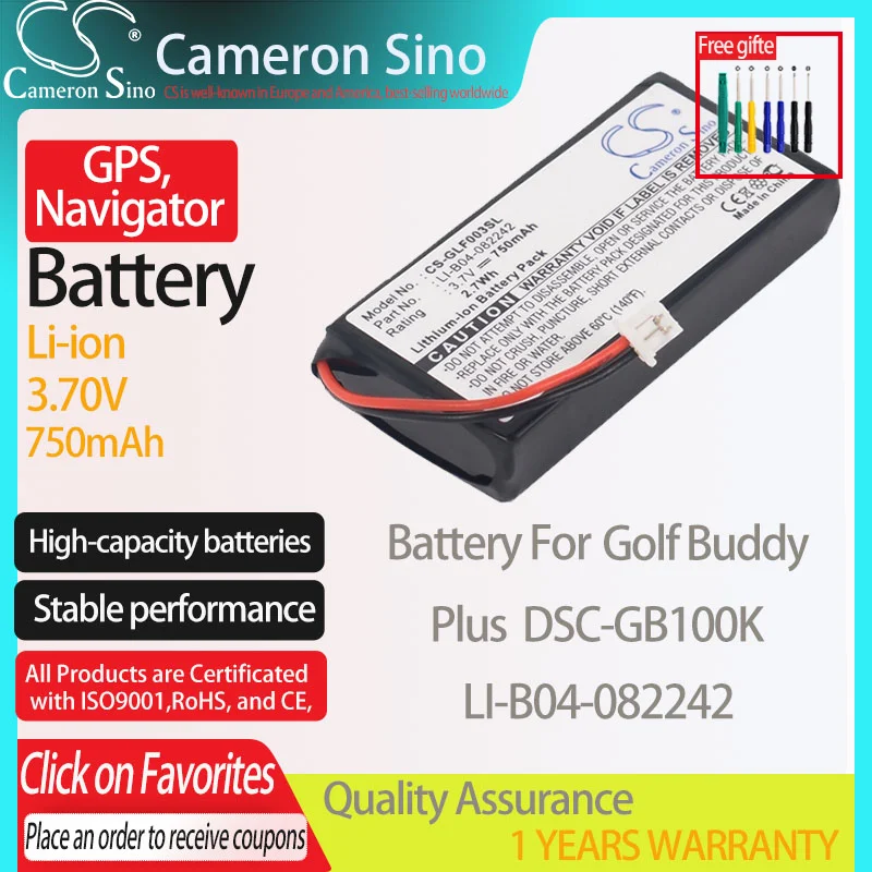 CameronSino Battery for Golf Buddy Plus DSC-GB100K fits Golf Buddy LI-B04-082242 GPS, Navigator battery 750mAh 3.70V Li-ion