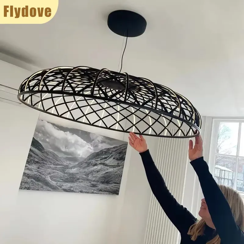 Designer Woven Mesh Art Eye Protection Led Pendant Creative Aesthetics Dining Room Bar Indoor Decorative Lighting Fixtures