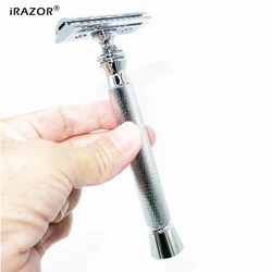 iRAZOR Professional Barber T-Shaped Manual Double Edge Safety Razor Shaving Machine Blades for Men Gift Set Grooming Accessories
