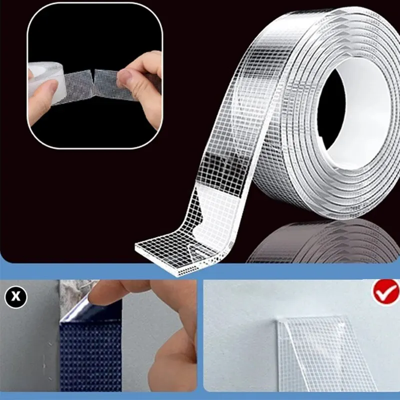 Cross Border New Transparent Mesh Nano Tape High Adhesive, Traceless, and Strong Hanging Itemss