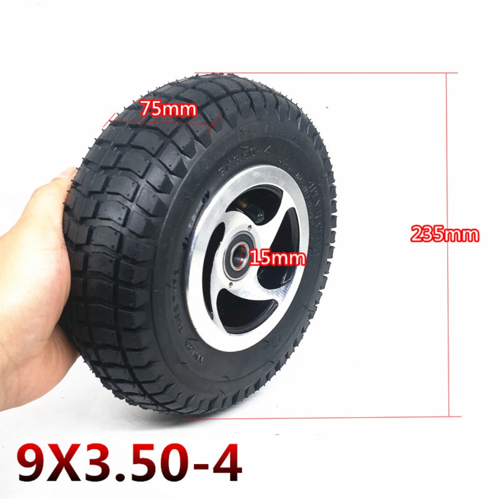 9 inch Pneumatic Tire 9X3.50-4 Front Rear Wheel for Electric Wheelchair Old Scooter with Rim