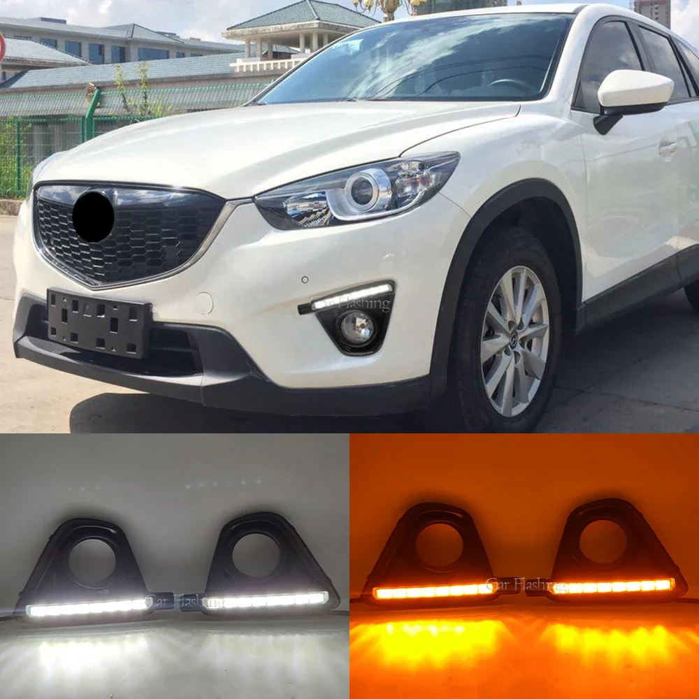 New！ New! DRL For Mazda CX-5 CX5 CX 5 2012 2013 2014 2015 2016 Daytime Running Lights fog lamp cover headlight 12V Daylight