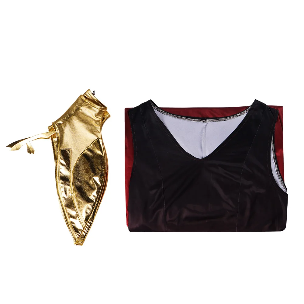 Womens Shadow Lords Carmilla Cosplay Costume Girls Halloween Party Floor Length Vampire Queen Red Dress Golden Cap Sleeve Vest