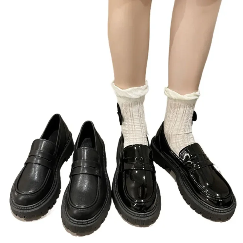 2024 New Japanese Style College Student Shoes Cosplay Lolita Shoes for Women/Girl Fashion Black/Coffee Uniform Platform Shoes