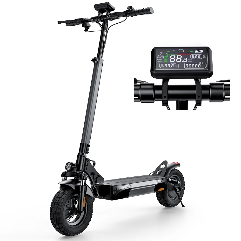 IScooter W9, elektrische scooter met 10 inch wielen, 1000W, 48V14Ah, actieradius van 35-45 km, topsnelheid van 45 km/u, geschikt voor alle soorten terrein, achterwielaandrijving, dubbele schijfremmen.