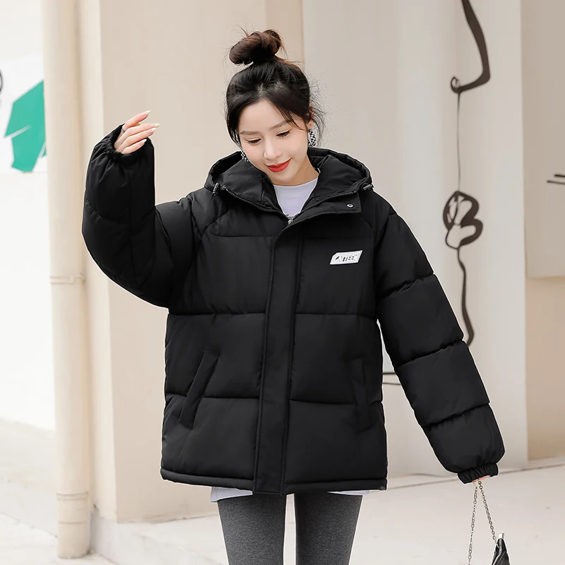 Warm Down Padded Jacket for Women, Short Bread Clothing, Female Parka, Thicke Loose Hooded Down Cotton Jacket, New, Winter, 2025