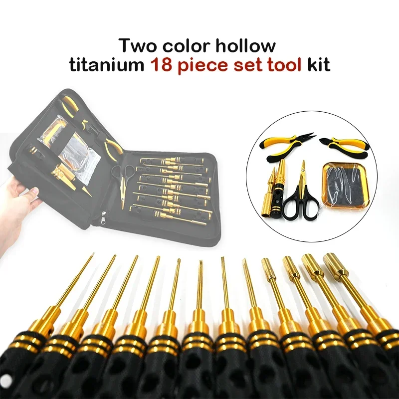 18 in  n 1 RC Tools Kits Screwdriver Pliers Hex Sleeve Socket Repair Box Set for Repairing RC Airplanes Rc Car Model Toys