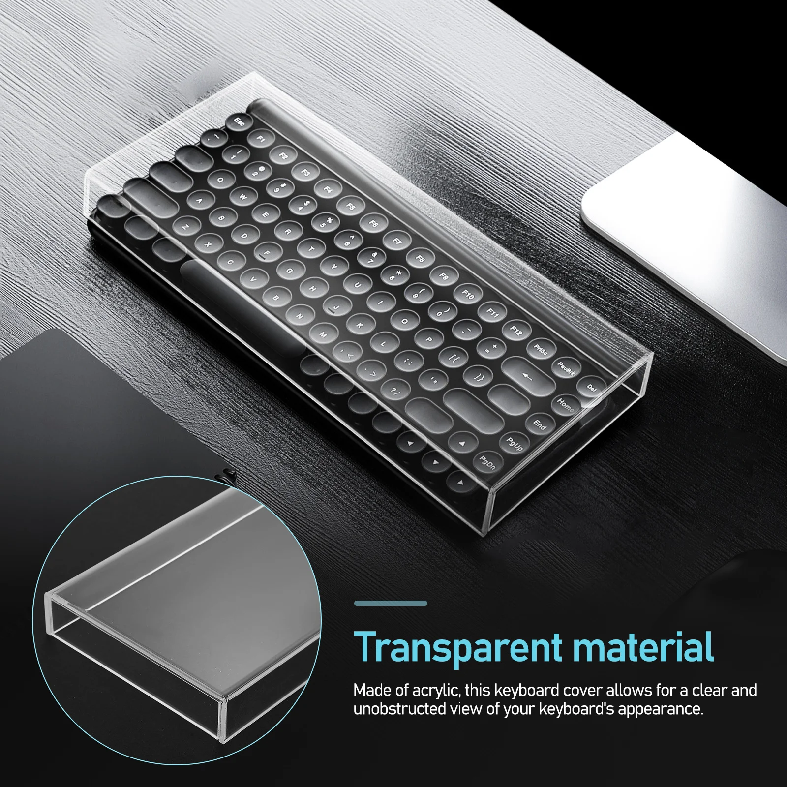 

68-Key Acrylic Keyboard Cover Transparent Dustproof and Waterproof Protector for Mechanical Keyboards Clear Cover for Long Term