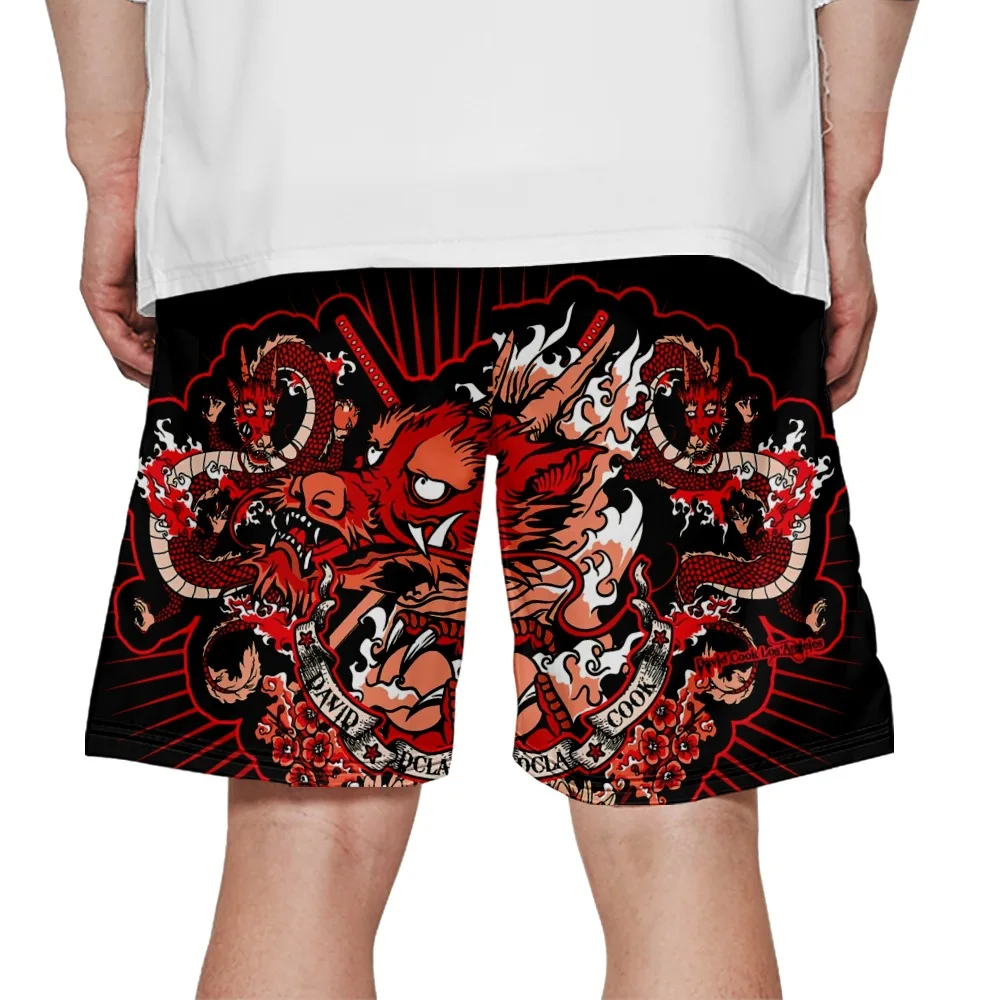 

Fashion Black Dragon Print Shorts Men Casual Streetwear Shorts Mens Clothing Sweatpants