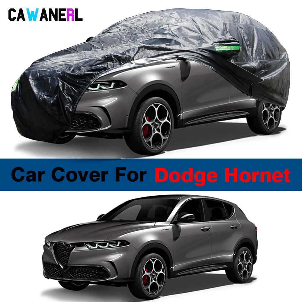 Black Car Cover Waterproof SUV Sun Shade Anti-UV Snow Rain Dust Prevent Cover Windproof For Dodge Hornet Alfa Romeo Tonale