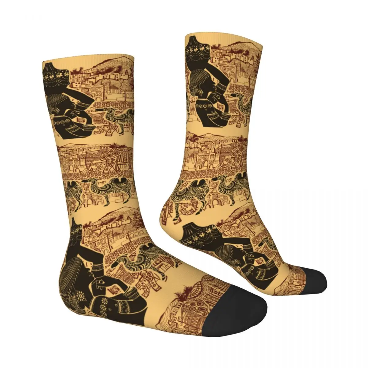 IndianWoman Camel Sock Printed Man Poliester