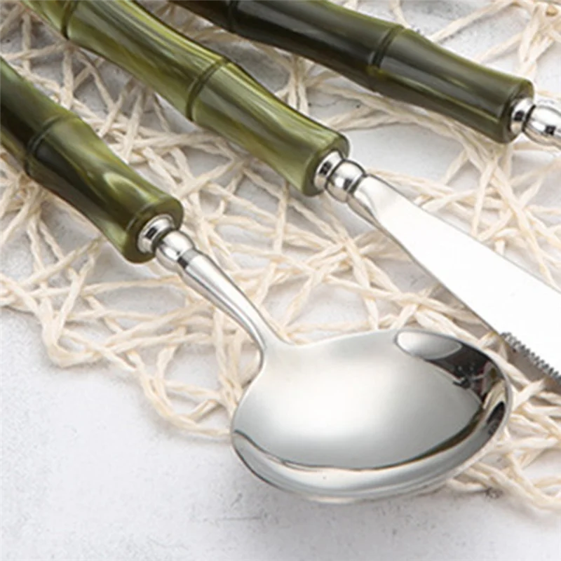 ABZV-Spoon Cutlery Set 304 Stainless Steel Beautiful Tableware For Kitchen Wedding Gift Pieces Round Spoon