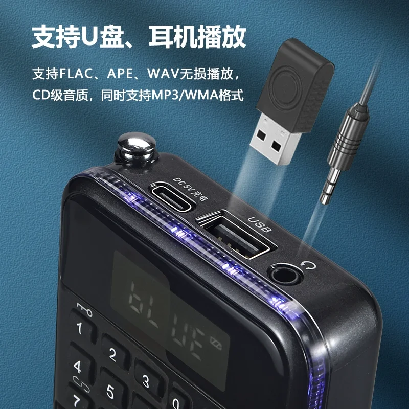 Dejin DE608 portable lossless Bluetooth plug-in card USB flash drive audio Fm radio