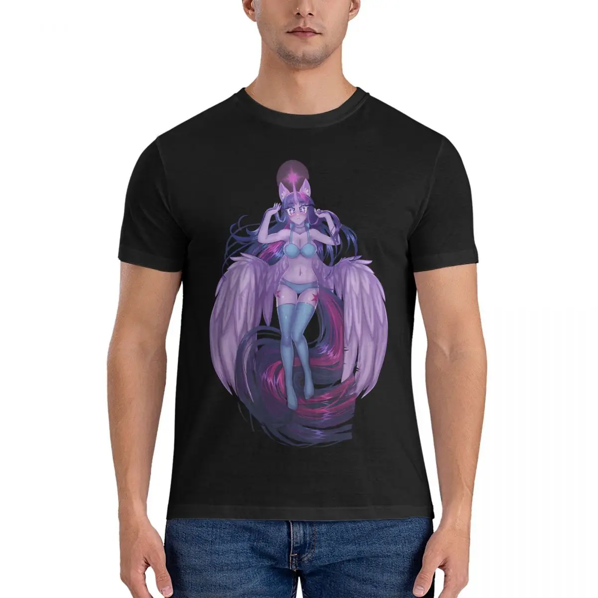 Женская хлопковая футболка с коротким рукавом и круглым вырезом