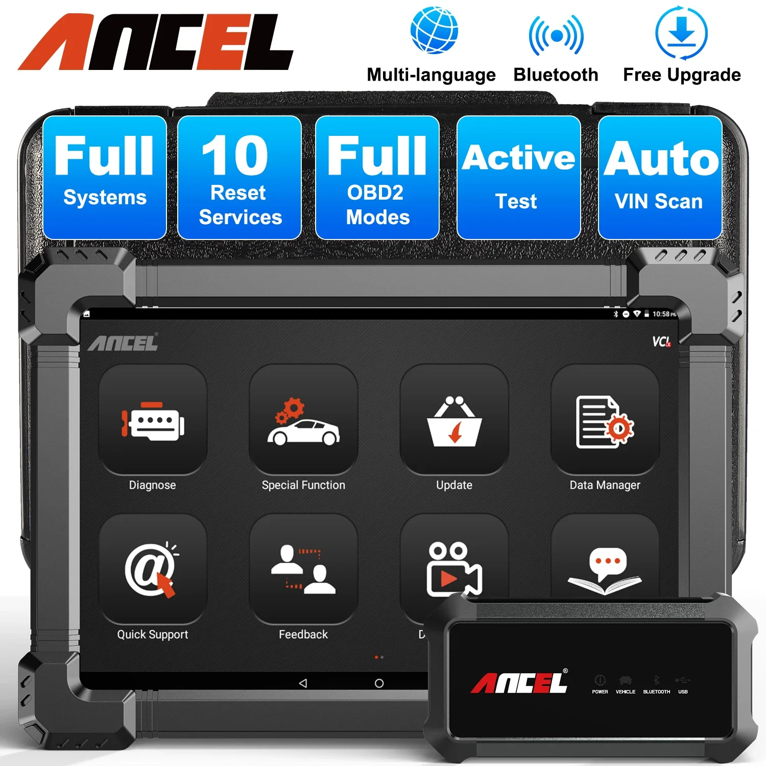 Ancel X7 OBD2 Automotive Scanner Bluetooth Professional IMMO Engine TPMS D.PF ABS SAS Oil Reset Full System Car Diagnostic Tool