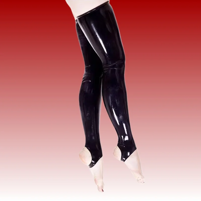 

Black Red PVC Leather Knee High Stockings Oil Shiny Open Foot Sexy Stockings Night Club Party Dance Leg Wears For Women Hosiery