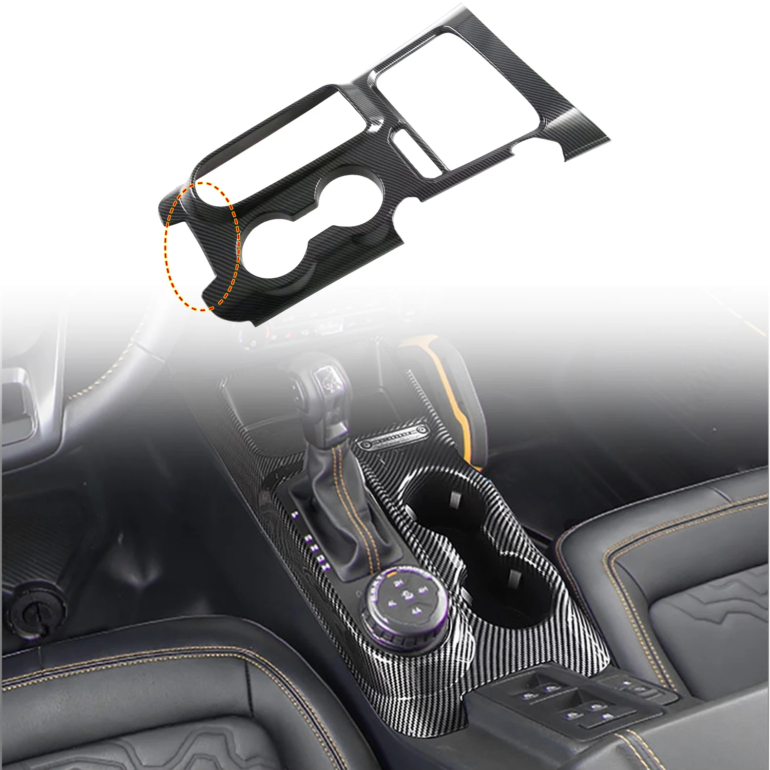 LHD! Car Accessories for Ford Bronco 2021 2022 2023 2024 2025 Carbon Fiber Printed Interior Console Gear Shift Panel Cover Trim