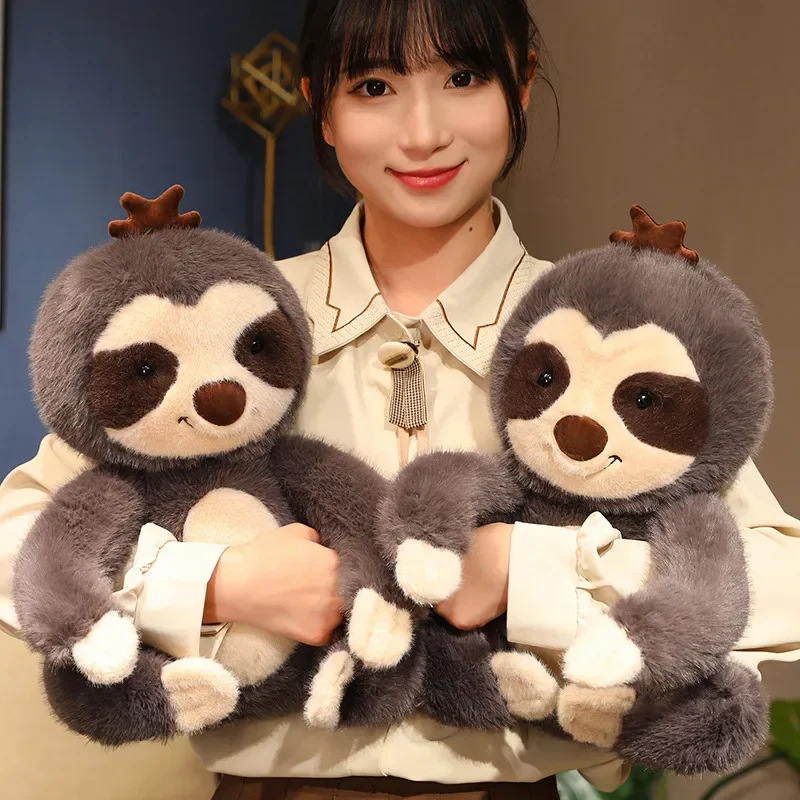 25~60cm Dark Brown Sloth Doll Plush Toy Stuffed Fluffy Cartoon Animal Plushie Boys Girls Birthday Present