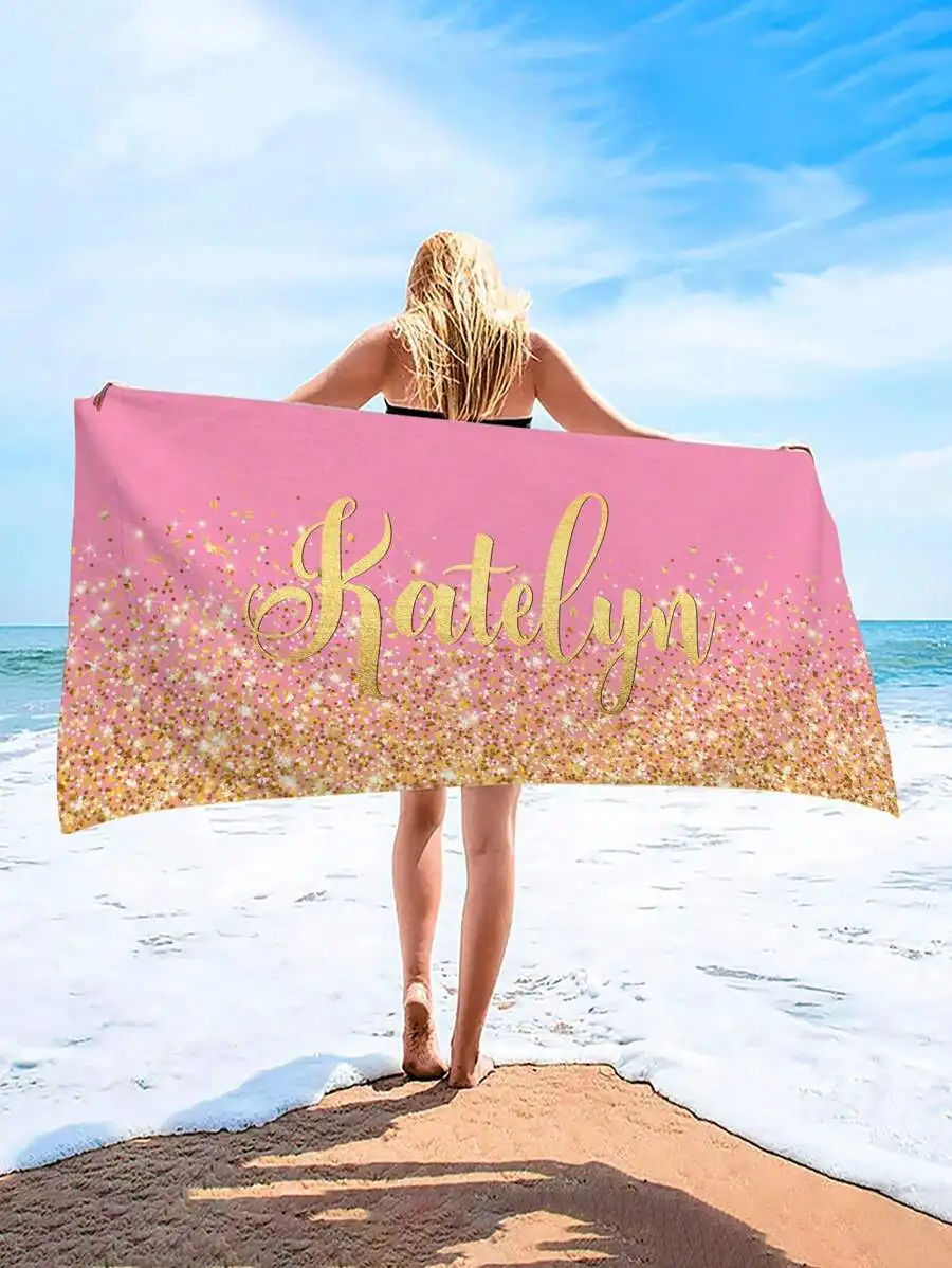 Personalisiertes Strandtuch mit Namen, personalisiertes, super saugfähiges Badetuch, leichtes und kompaktes Poolhandtuch, Sommer-Meer-Großhandel – Detail 3