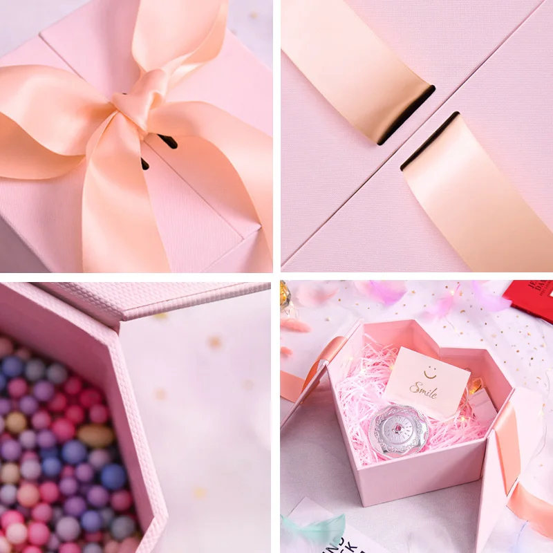 Scatola di caramelle per matrimoni a forma di cuore scatola regalo per feste regalo di san valentino di natale in tinta unita con nastro a forma di cuore