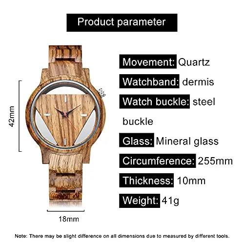 Brown Triangle Hollow Men's and Women's Wood Quartz Watch Fashion Business Street Fashion Accessories Wood Clock