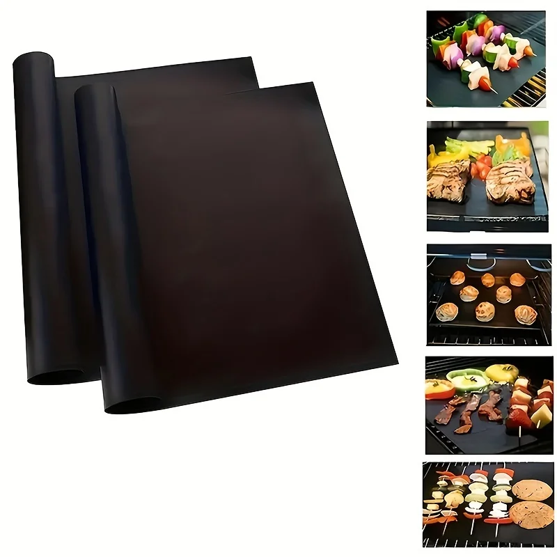 BBQ Grill Mat Non-stick Reusable Heat Resistant Extra Thick Pad Oven Liners Baking Mats Easy Clean Kitchen Outdoor Barbecue Tool