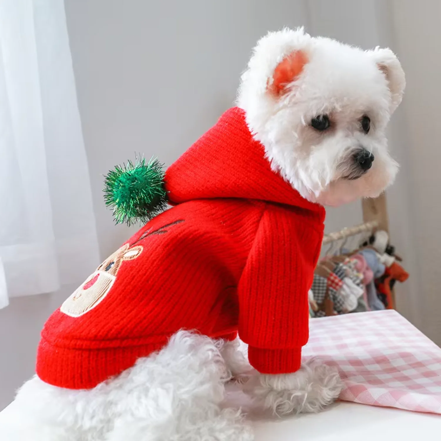 Pet Skirt Dress Warm Winter Christmas  Small Dog Clothes