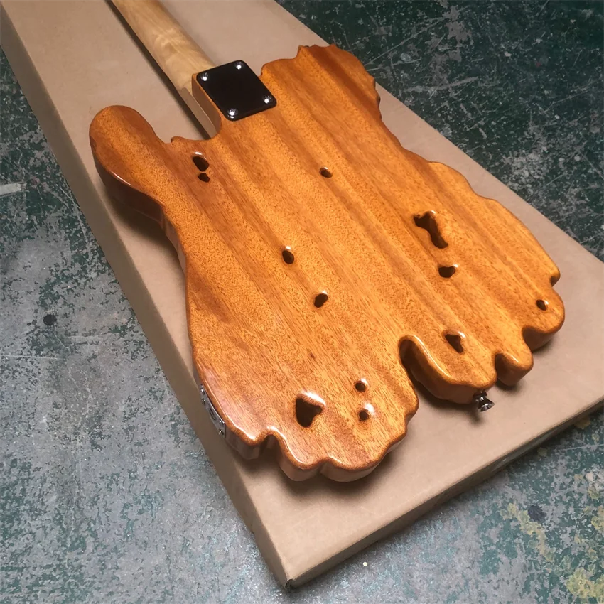 Hand carved custom electric guitar, log color, real photos, wholesale and retail, free shipping