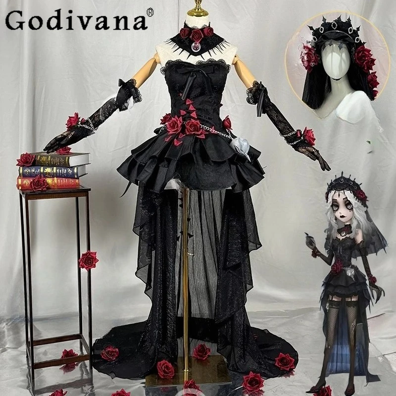 

Women Black Sexy Dress Halloween Christmas New Year Dress Set Female Festival Carnival Party Cosplay Flower Dress Suits
