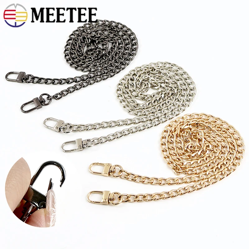 

2/4Pcs 100/120cm Metal Snap Hook Bag Strap Backpack Chain Wallet Replace Handles Clothes Belt Decoration Chains DIY Accessories