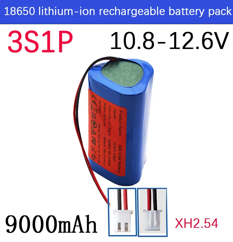 10.8V-12.6V 9000mAh 3S1P 18650 XH2.54 12.6v Hight Quality Lithium Battery Pack with for CCTV Cameras Li-Ion Backup Power