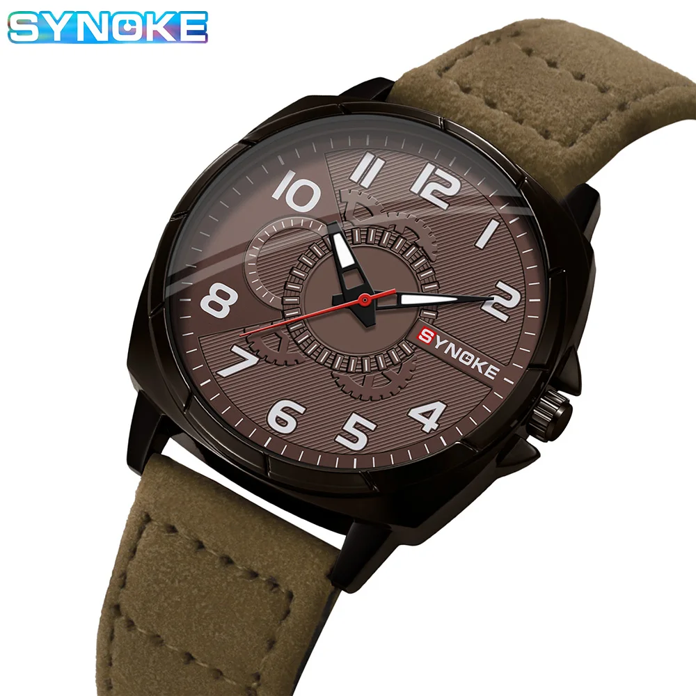 SYNOKE Men Outdoor Sports Screen Display Quartz Watch  Belt Retro Watch For Men Watch Student Wristwatch Non Mechanical