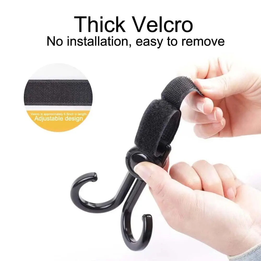 360 Degree Rotating Heavy Duty Handlebar Hanging Clamp On Heavy Duty Stroller Hook Double Hook Hands Free Hanging Hook