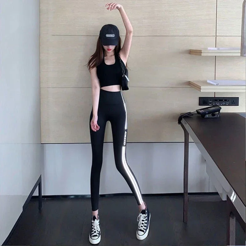 القرش السراويل النساء الخريف الشتاء طماق كبيرة الحجم اليوغا باربي السراويل لشد البطن الأرداف رفع تسع نقاط السراويل #4