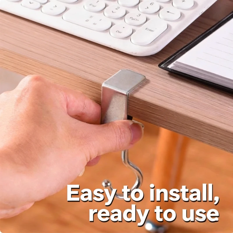 2/4/8PCS 360° Rotatable Steel Table Hooks - Detachable, Non-Destructive Installation for Office Desks, School Dormitories