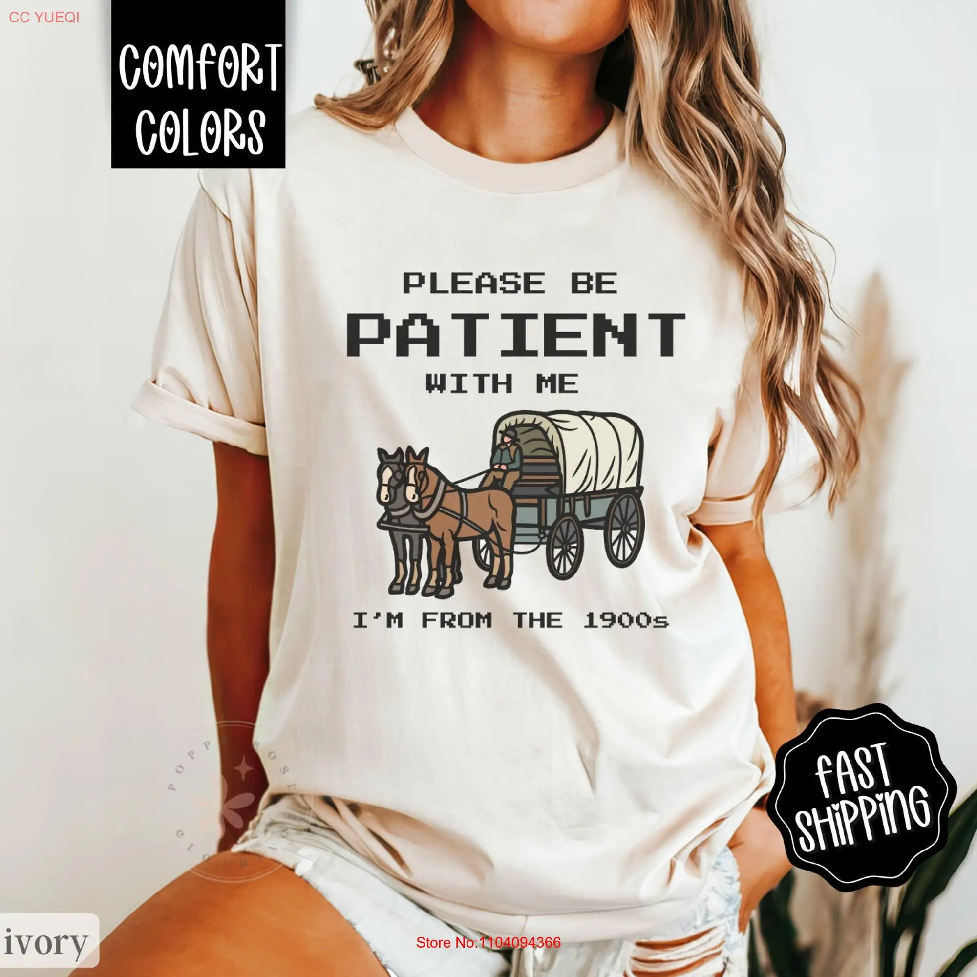 Please Be Patient With Me I'm From The 1900s T Shirt Comfort Colors Funny Retro Meme long or short sleeves