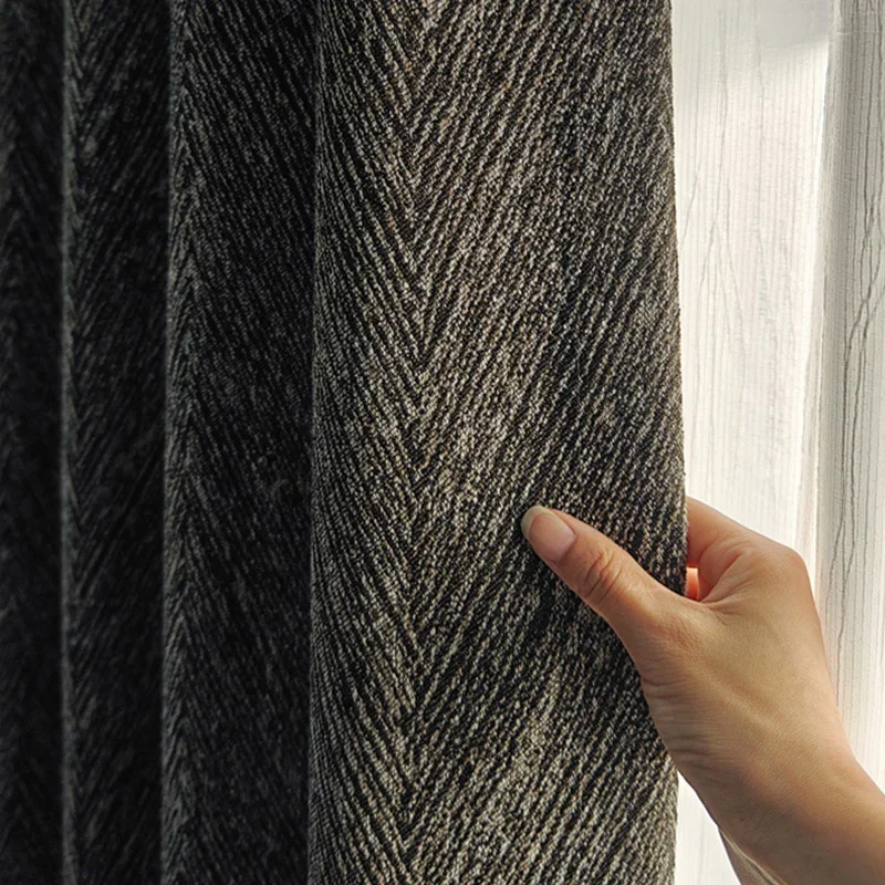 

Роскошные шторы блэкаут из шенилла для гостиной, итальянский дизайн, черно-белые жаккардовые оконные шторы, термоизолирующие занавески