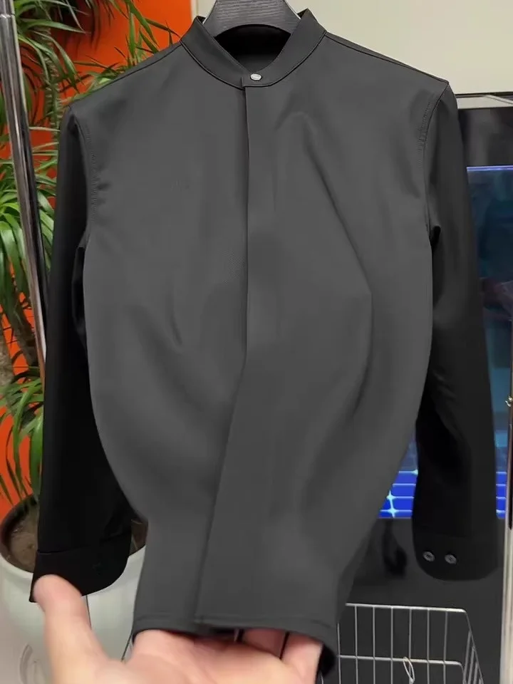 

Men's Busin Casual Slim Fit Long Sve irt Comfortable Pure Color Faionable Autumn Winter New Chinese Sle irt