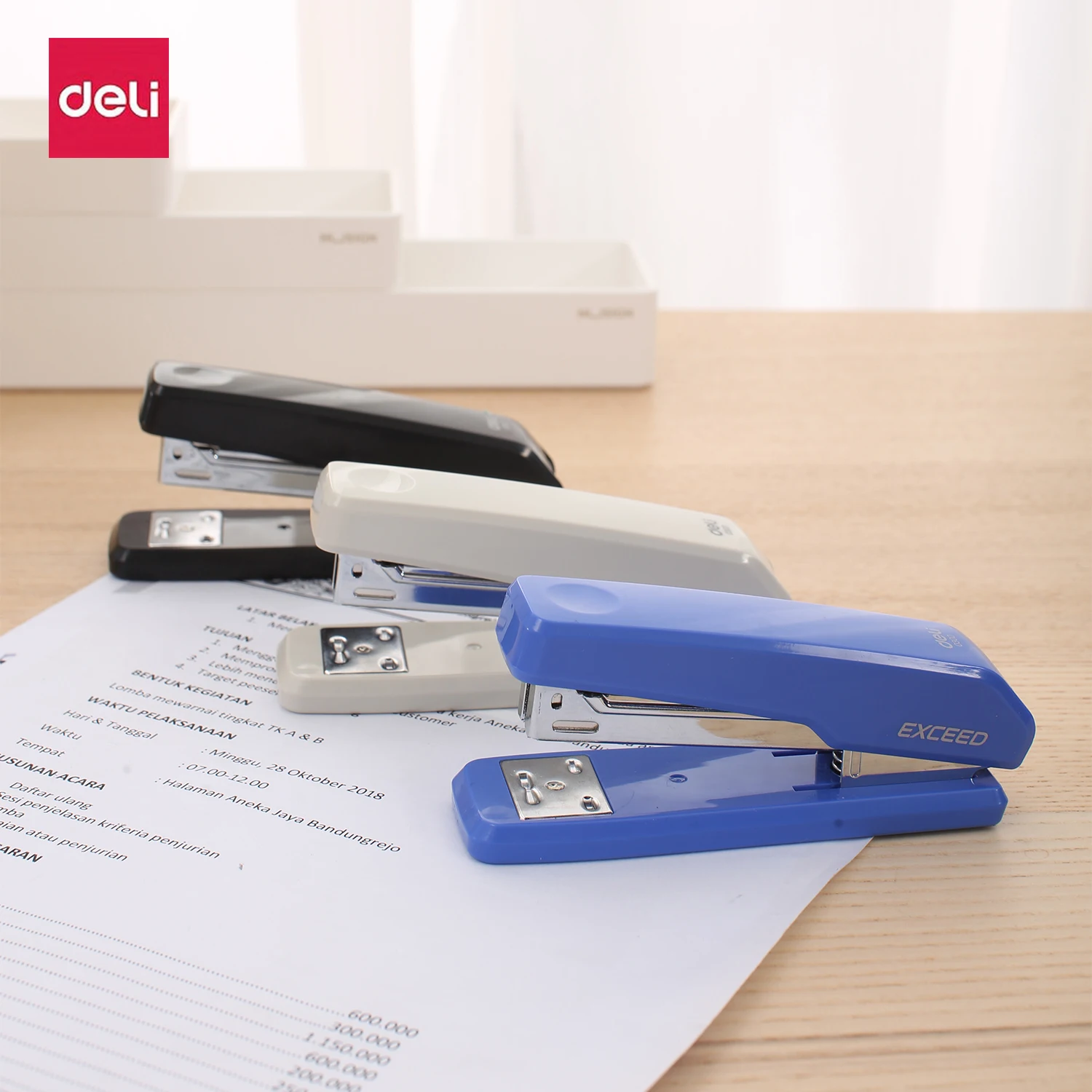 

Набор сверхмощных степлеров Deli на 25 листов, включает скобы, синий/черный/белый для офиса и школы.