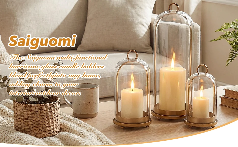Hurricane Glass Candle Holders Set of 3-1