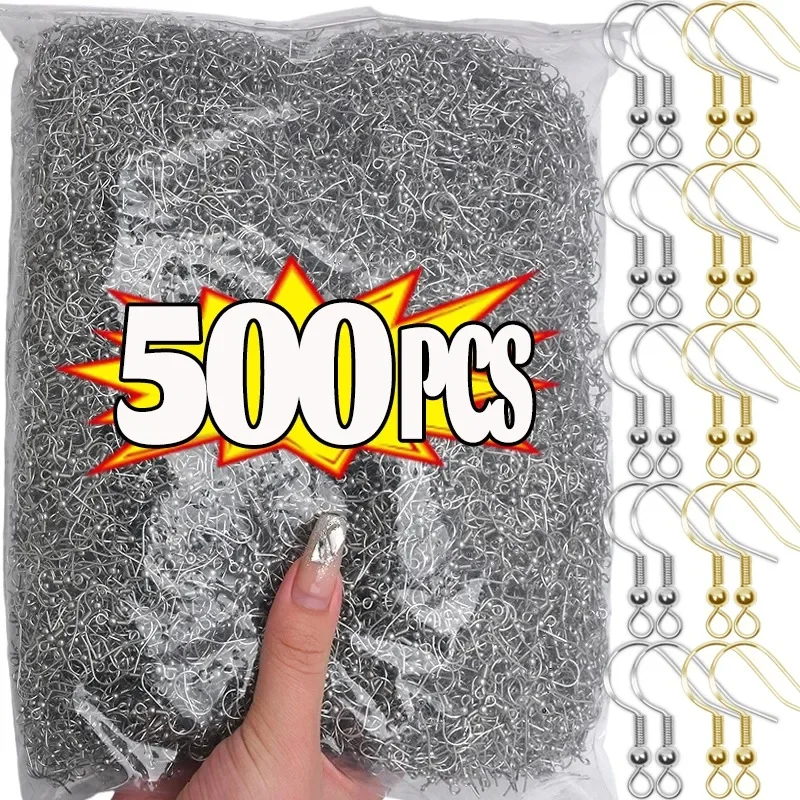 100/500pcs DIY Earring Findings Earrings Clasps Hooks Stainless Steel Hypoallergenic Earring Making Accessories Hook Earwire