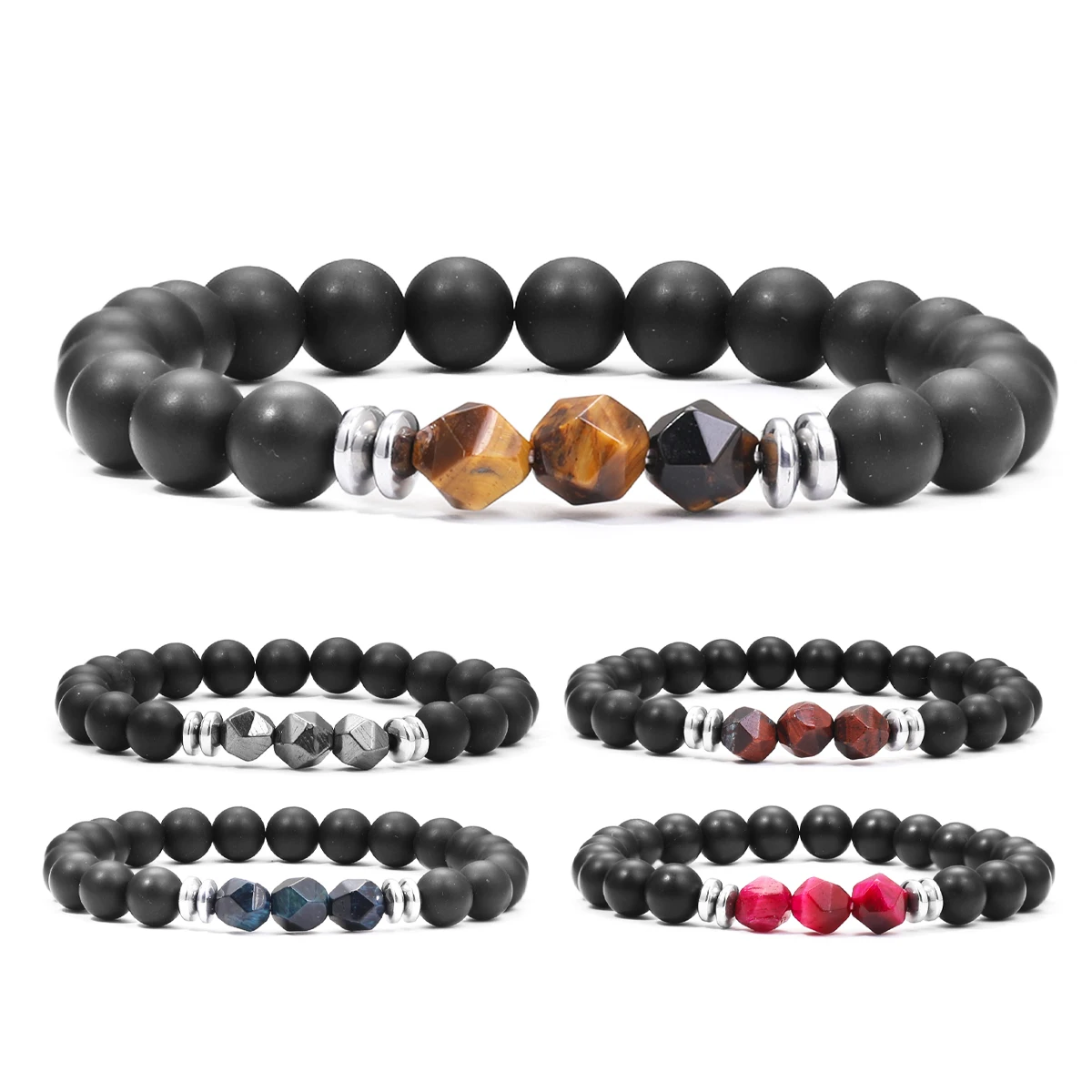 

Natural Tiger's Eye Charm Men's Bracelet Yellow Tiger's Eye Red Tiger's Eye Blue Tiger's Eye Stone Bracelet Men's Accessories