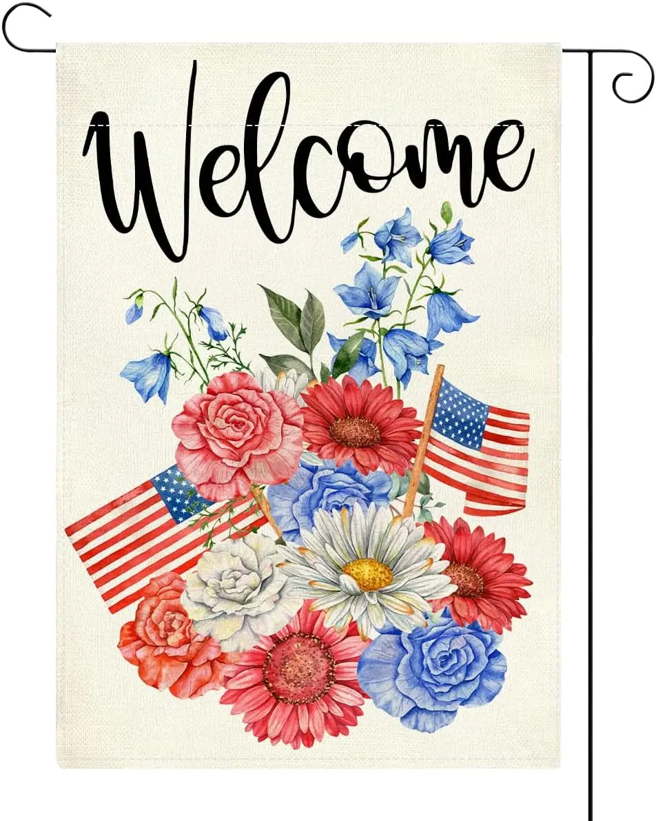 

Memorial Day Garden Flag 4th of July Decorations Outdoor 12x18 Inch Double Sided Garden Flags for Outside Welcome Daisy Yard UUX