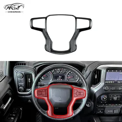 ABS Carbon Fiber Color Steering Wheel Decorative Trim Cover Interior for Chevrolet Silverado 2019-2022 Suburban 2020-2022 Tahoe