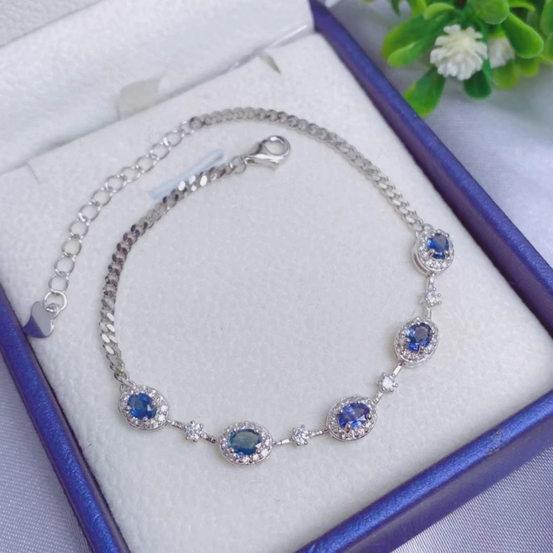 

KJJEAXCMY High clarity Natural Sapphire S925 silver exquisitely Bracelet Full of luster Simple,Design High-End Bestseller
